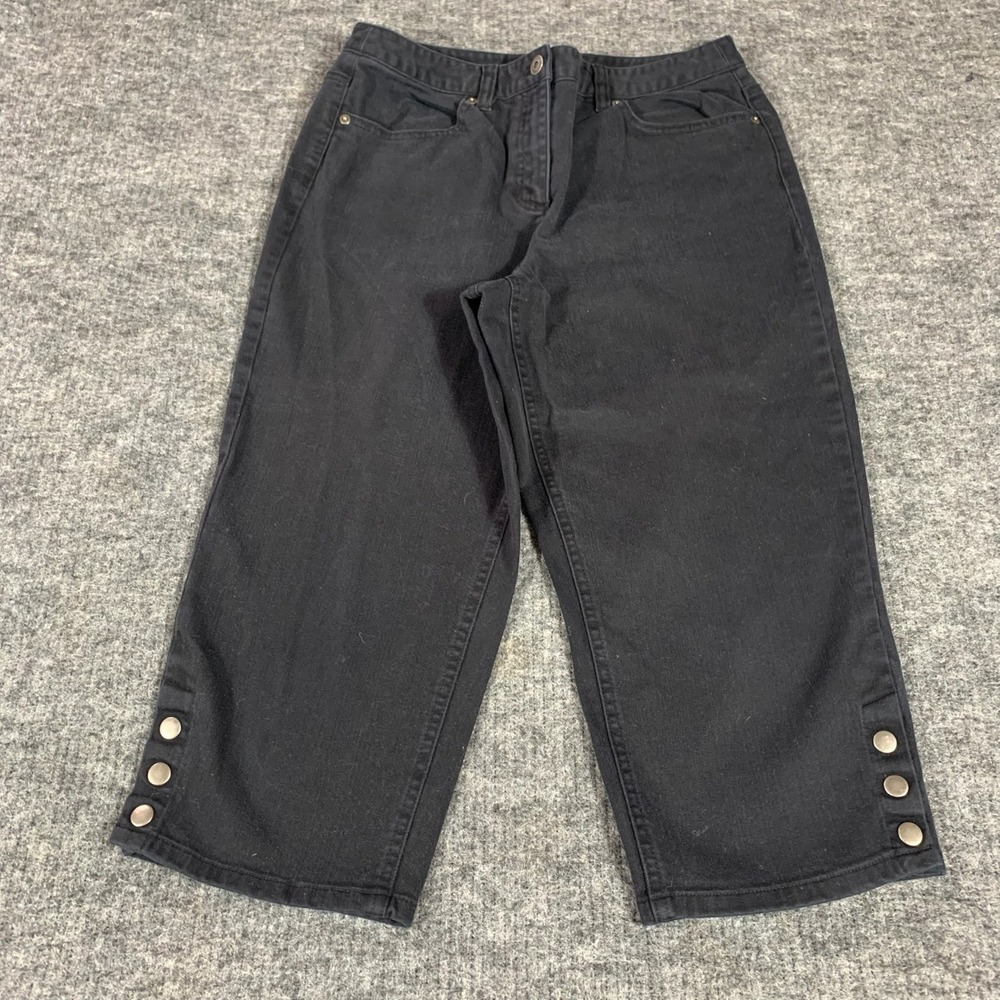 Talbots Capri Jeans Womens 10 Black Stretch 30x19 High Rise Cotton Blend Comfort